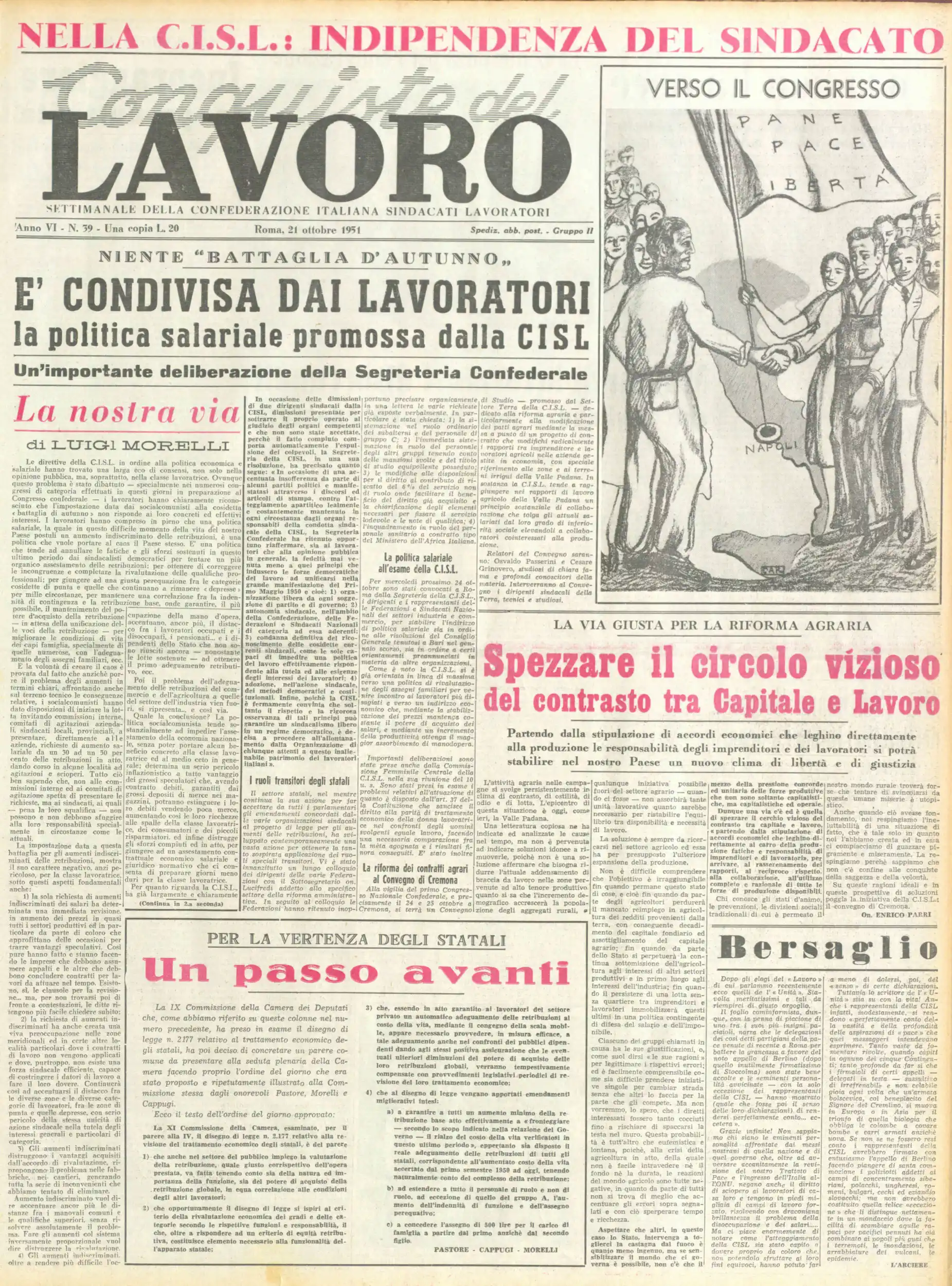 Conquiste del Lavoro del 21/10/1951 N. 39 Anno 4
