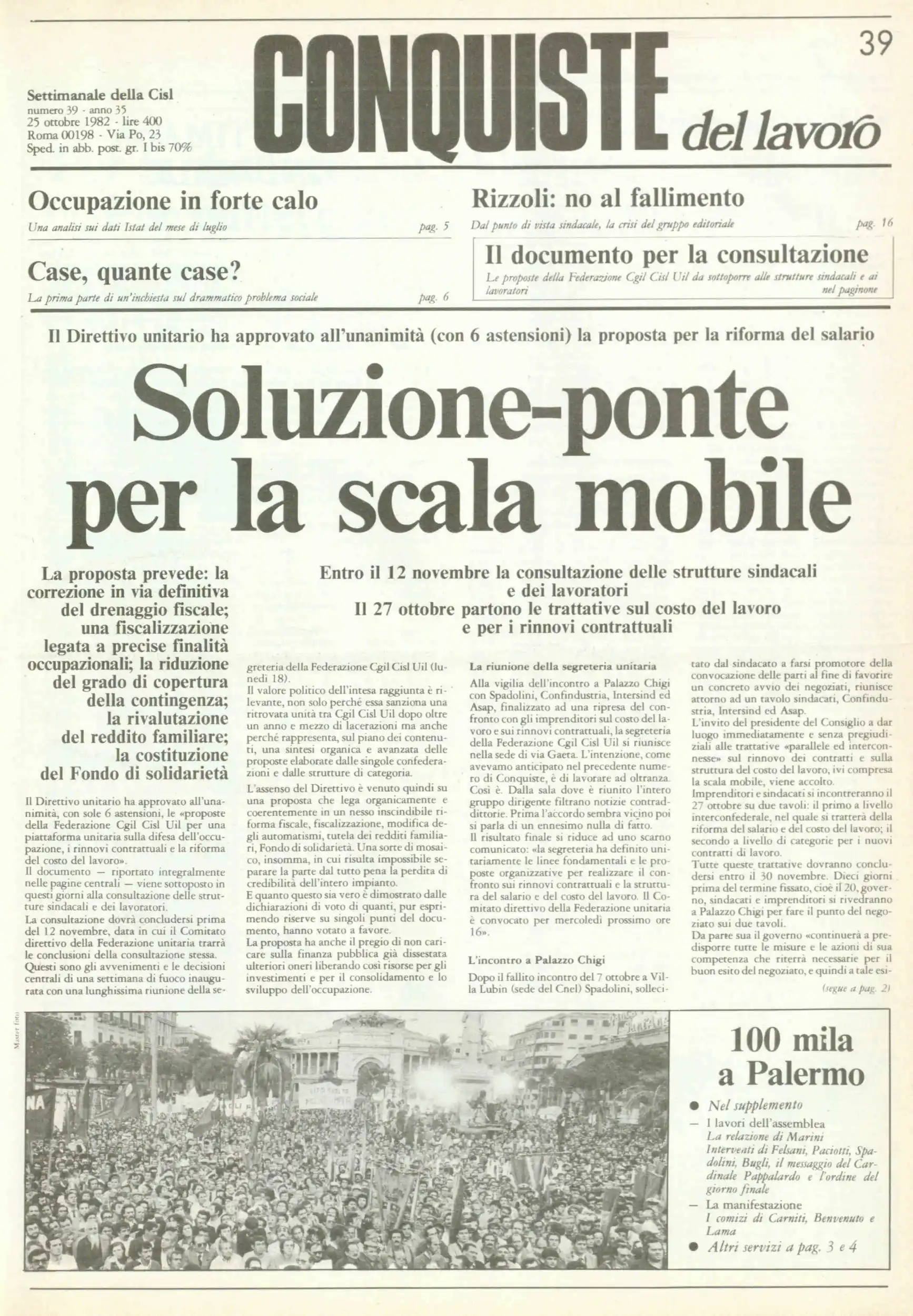 Conquiste del Lavoro del 25/10/1982 N. 39 Anno 35