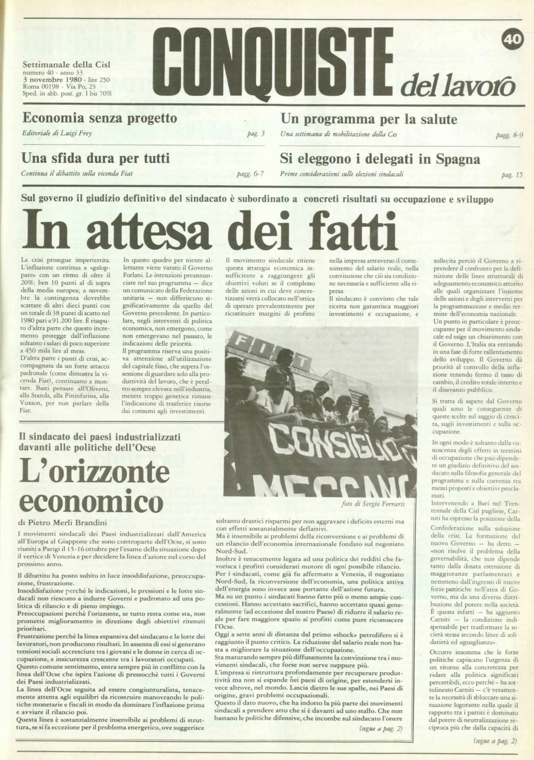 Conquiste del Lavoro del 03/11/1980 N. 40 Anno 33