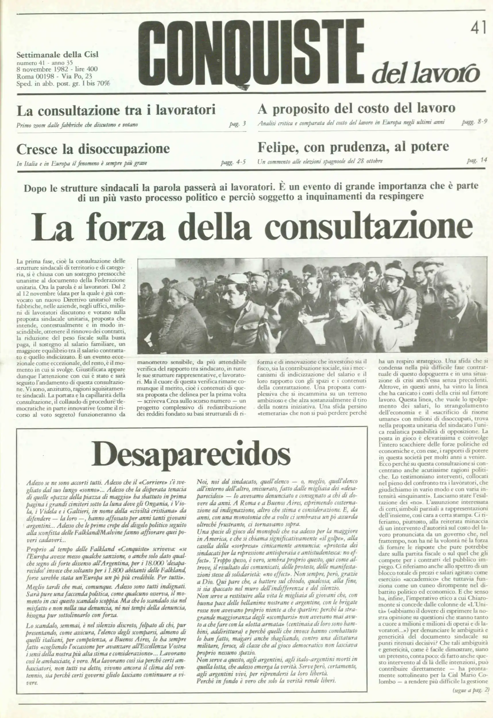Conquiste del Lavoro del 08/11/1982 N. 41 Anno 35