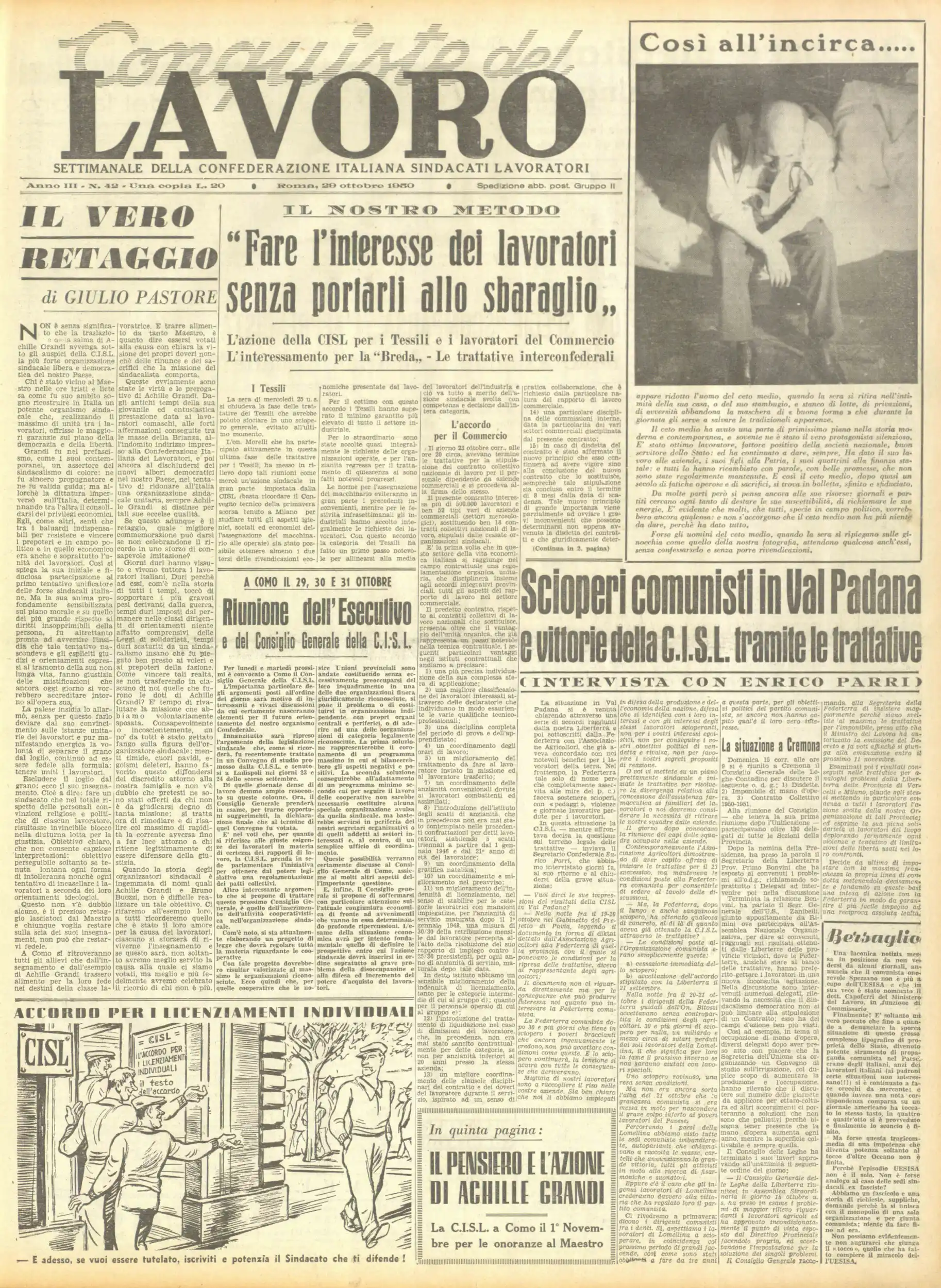 Conquiste del Lavoro del 29/10/1950 N. 42 Anno 3