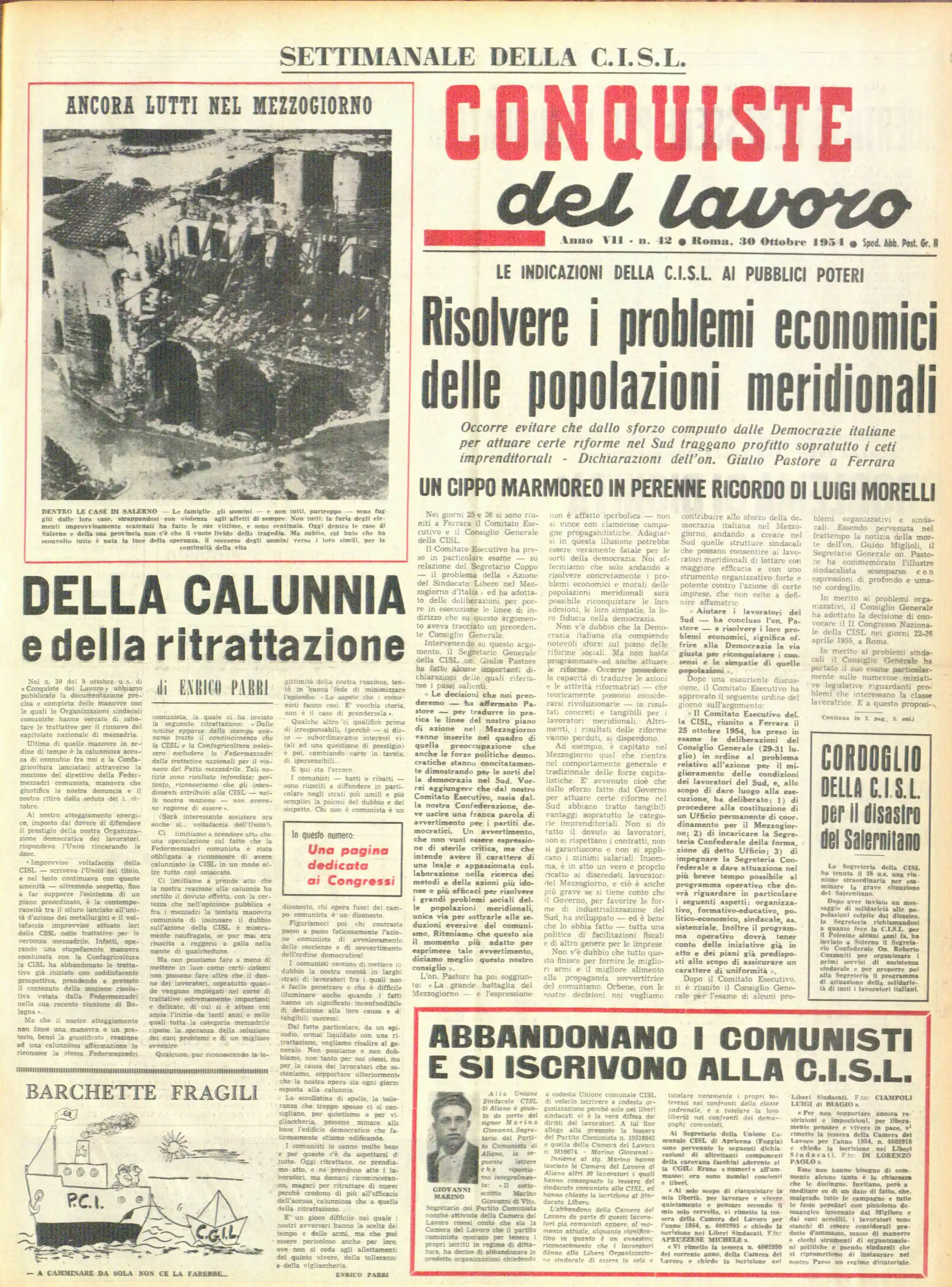 Conquiste del Lavoro del 30/10/1954 N. 42 Anno 7
