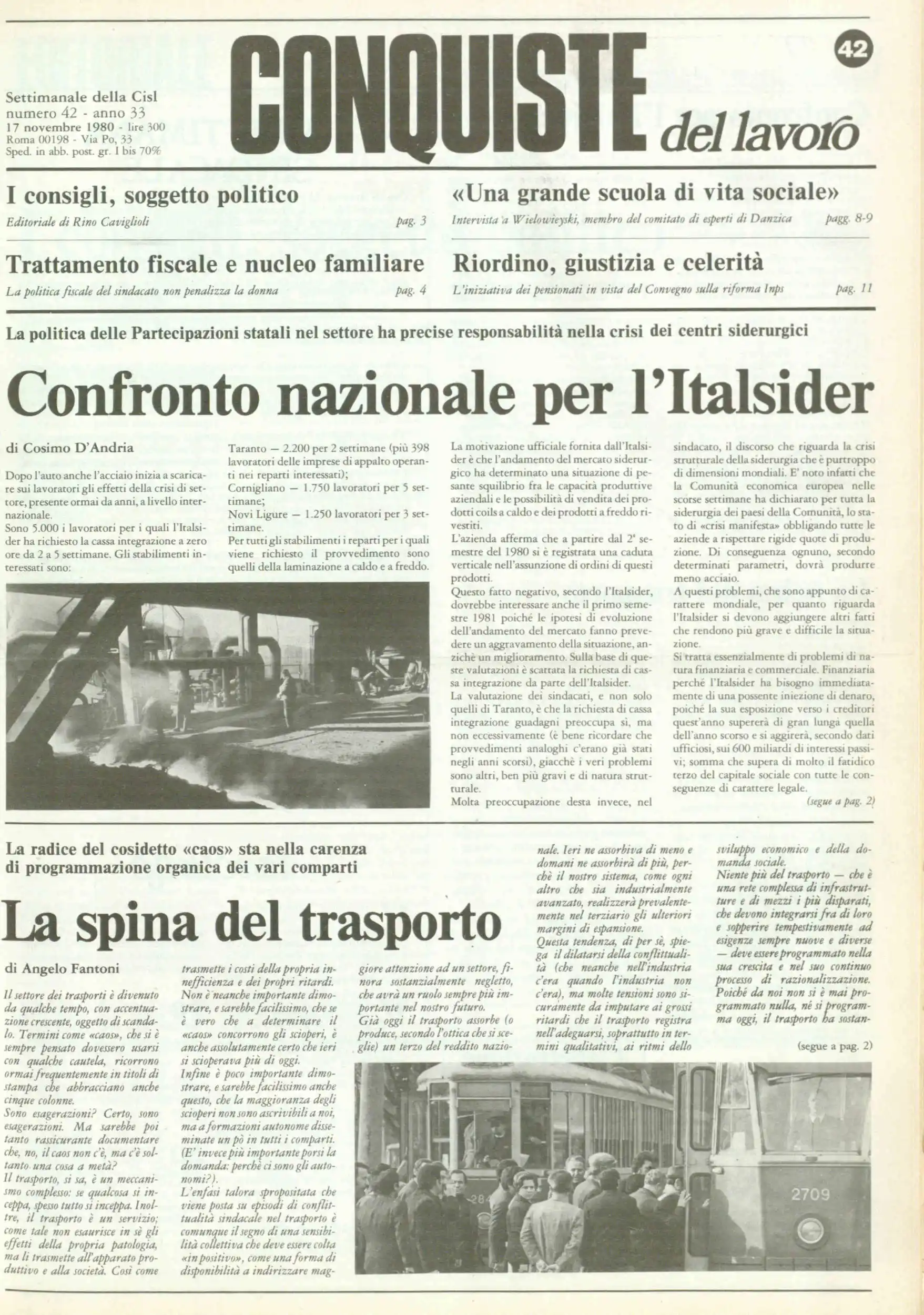 Conquiste del Lavoro del 17/11/1980 N. 42 Anno 33