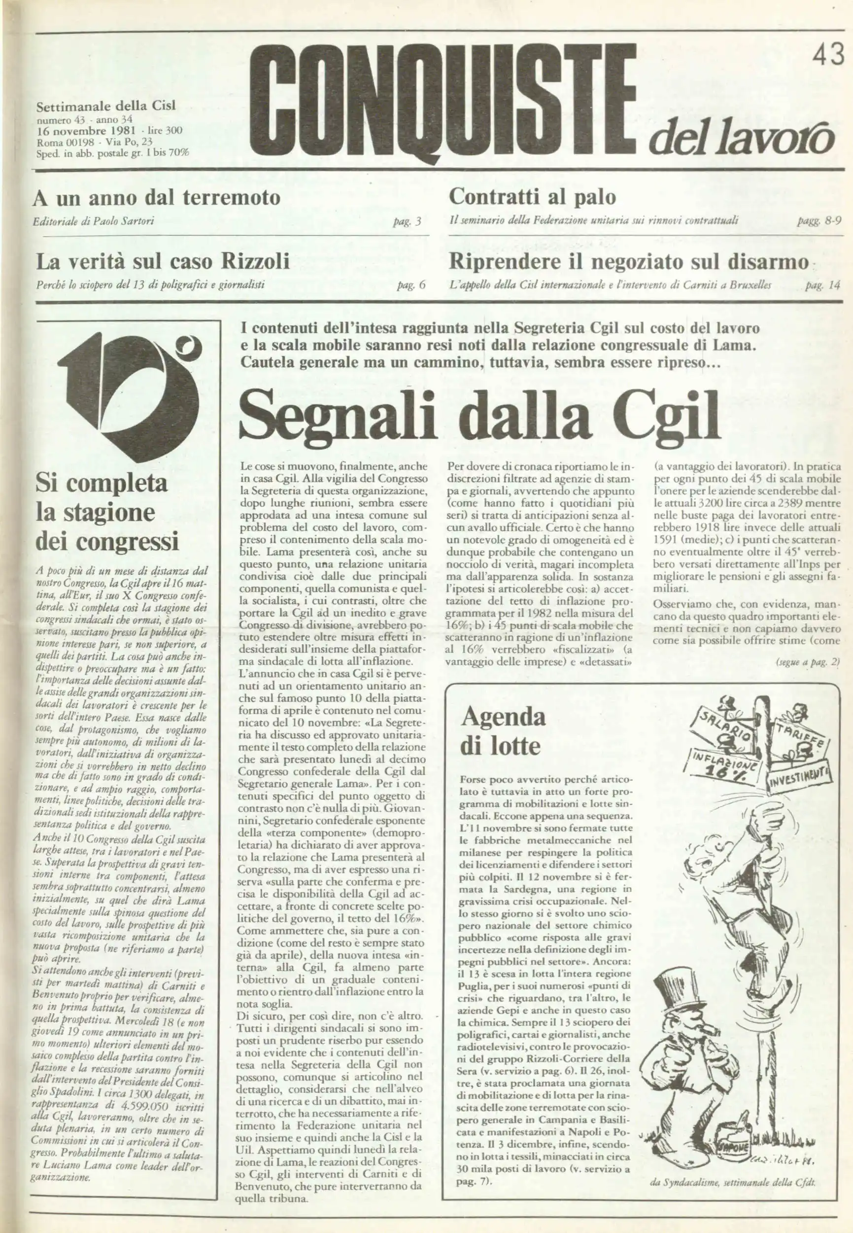 Conquiste del Lavoro del 16/11/1981 N. 43 Anno 34