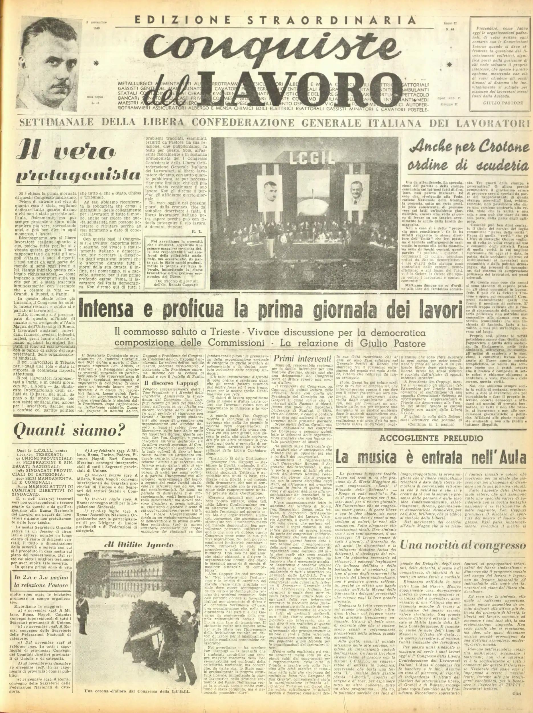 Conquiste del Lavoro del 05/11/1949 N. 44 Anno 2