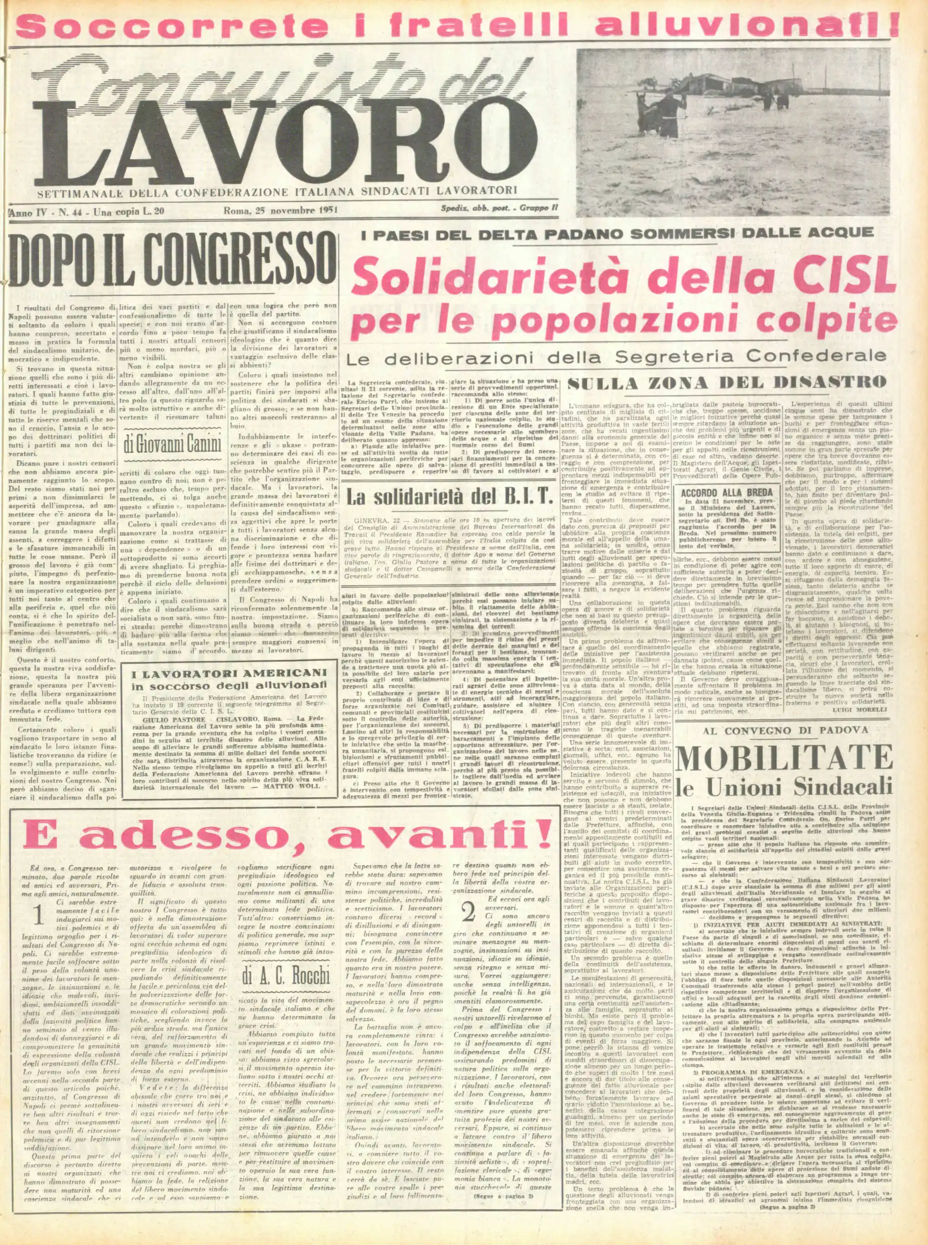 Conquiste del Lavoro del 25/11/1951 N. 44 Anno 4