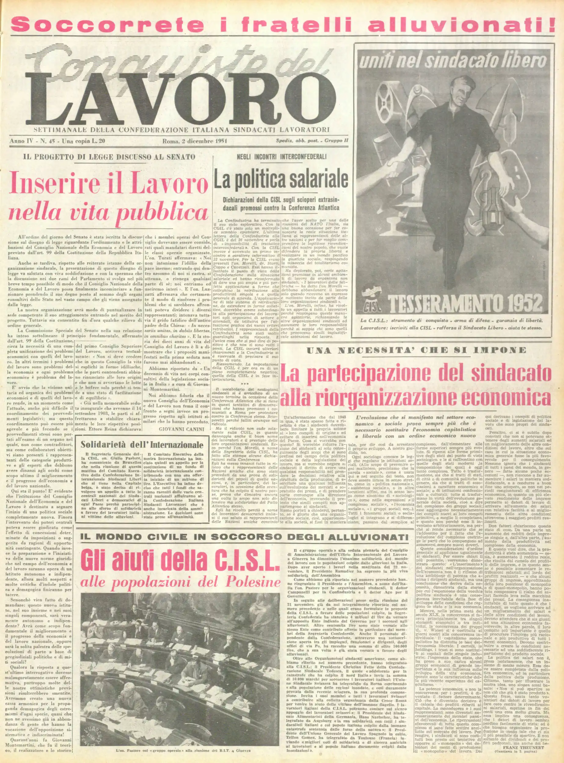 Conquiste del Lavoro del 02/12/1951 N. 45 Anno 4