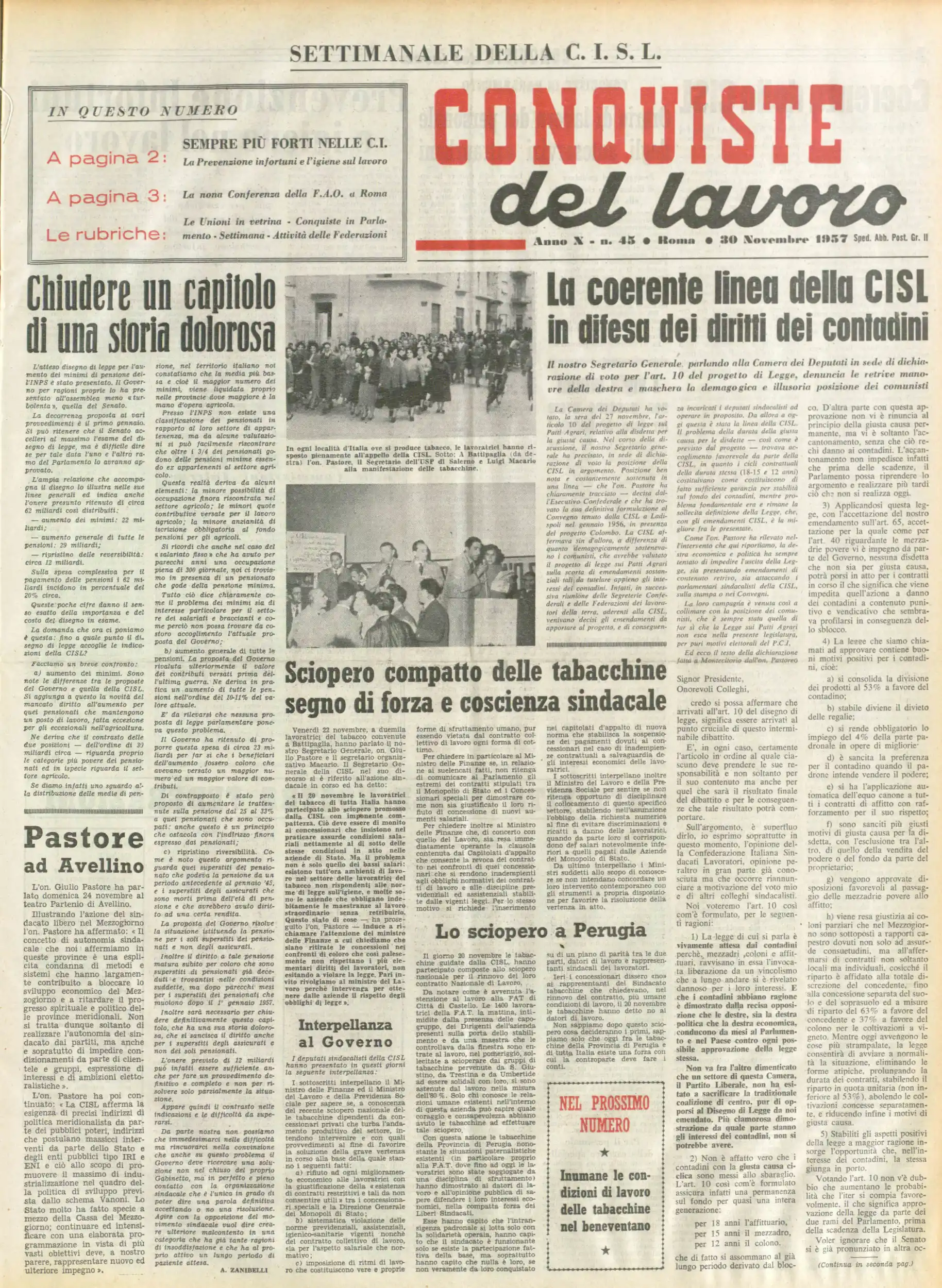 Conquiste del Lavoro del 30/11/1957 N. 45 Anno 10