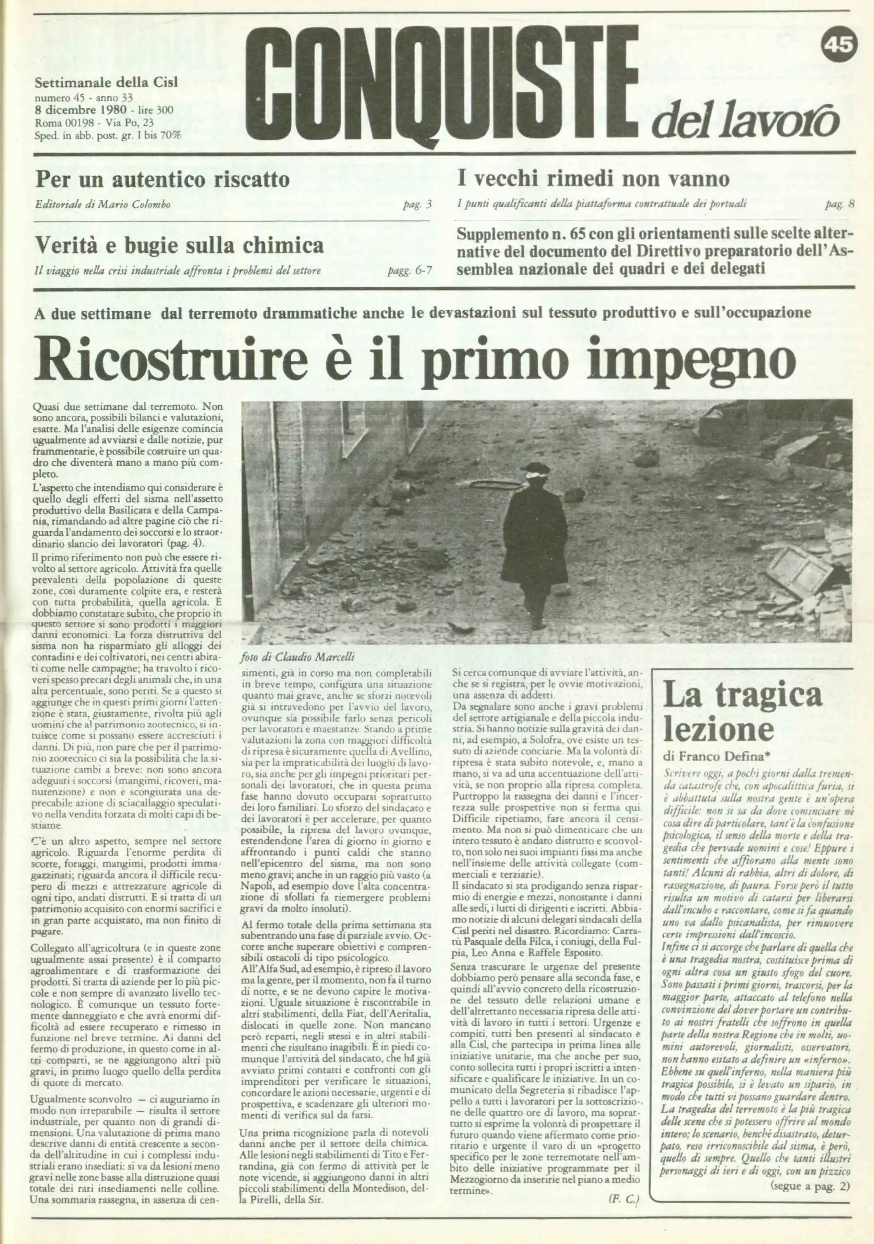 Conquiste del Lavoro del 08/12/1980 N. 45 Anno 33