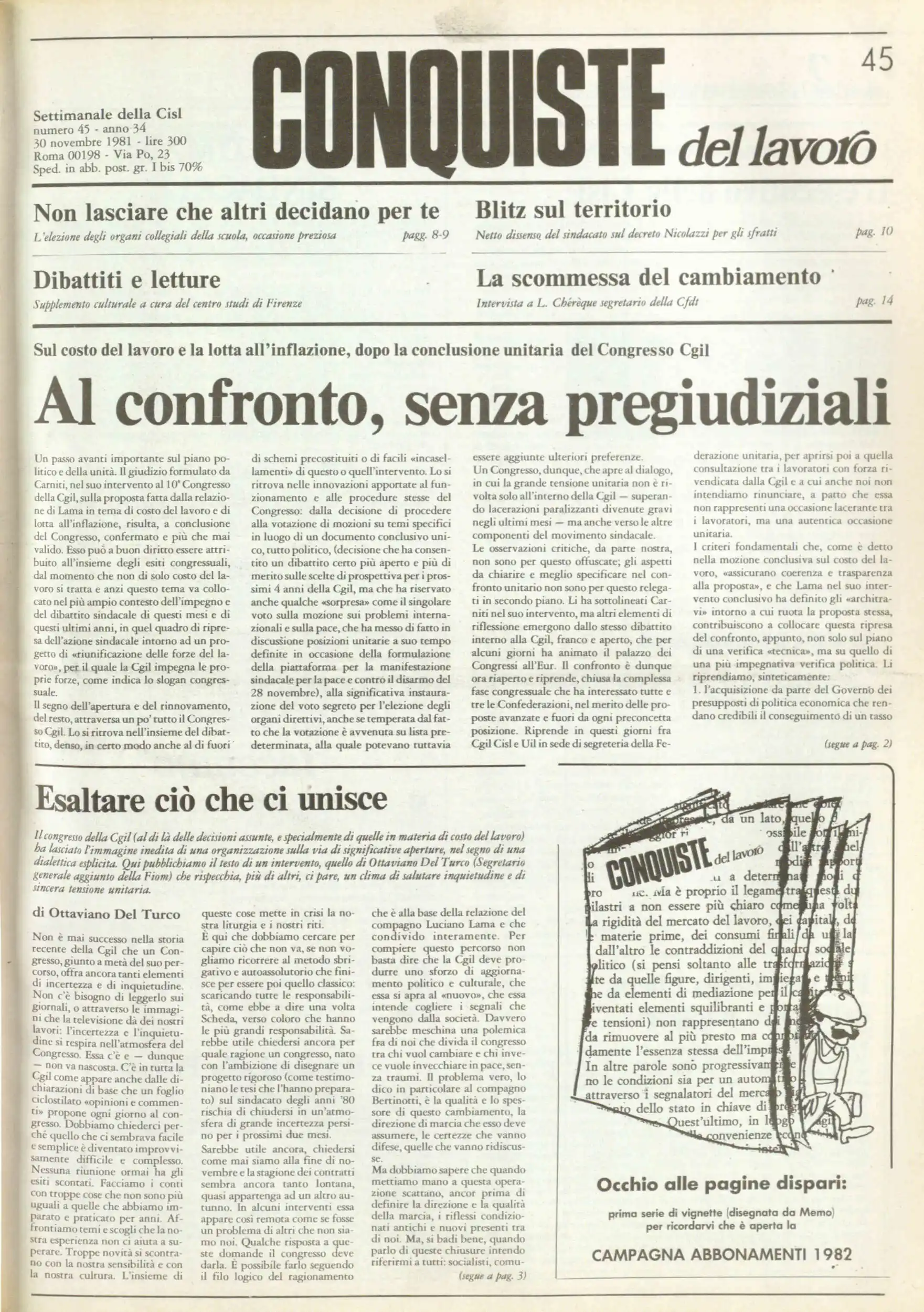 Conquiste del Lavoro del 30/11/1981 N. 45 Anno 34