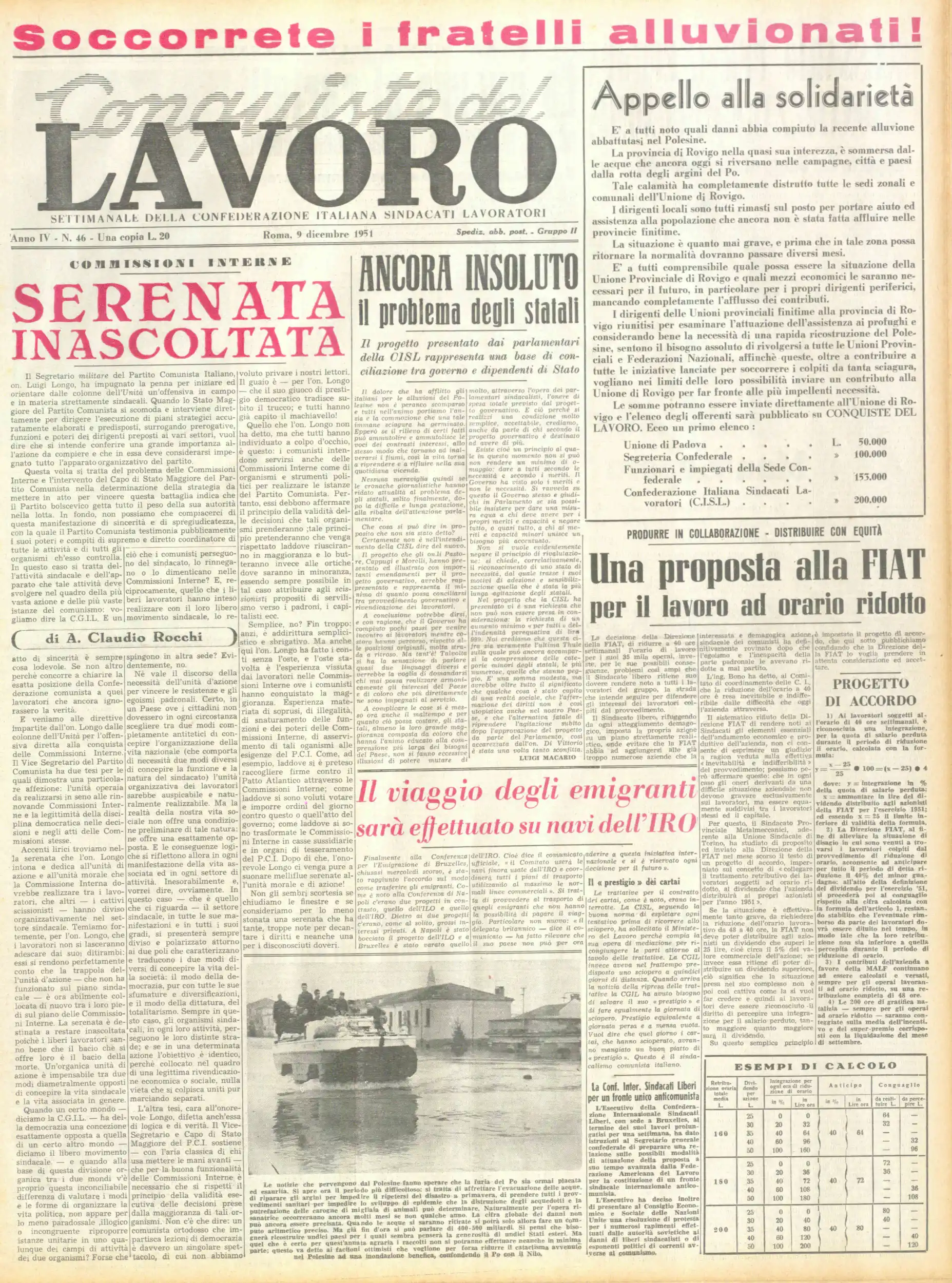 Conquiste del Lavoro del 09/12/1951 N. 46 Anno 4
