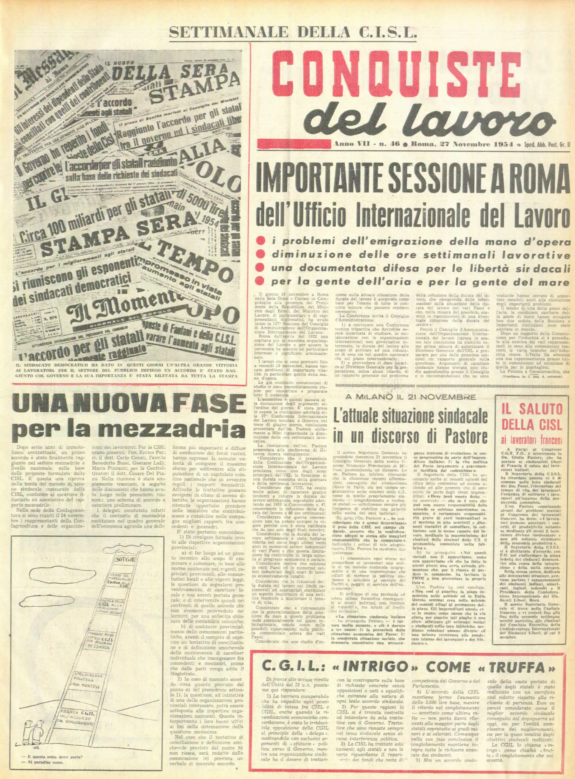 Conquiste del Lavoro del 27/11/1954 N. 46 Anno 7