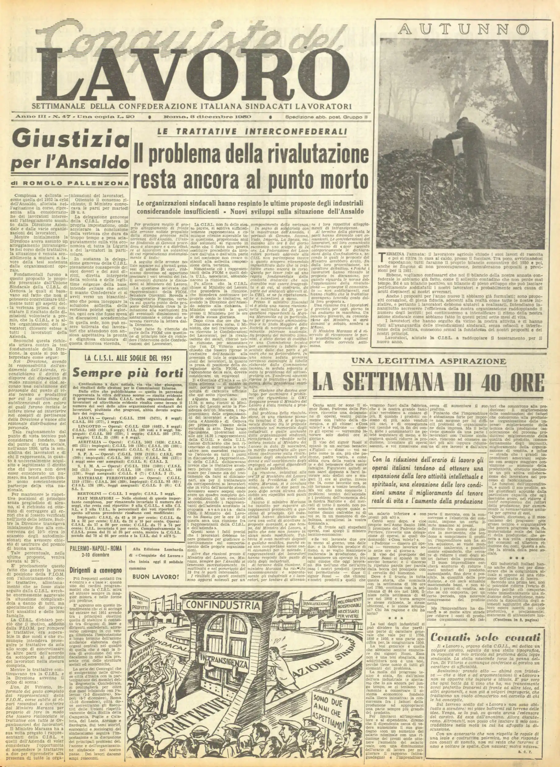 Conquiste del Lavoro del 08/12/1950 N. 47 Anno 3