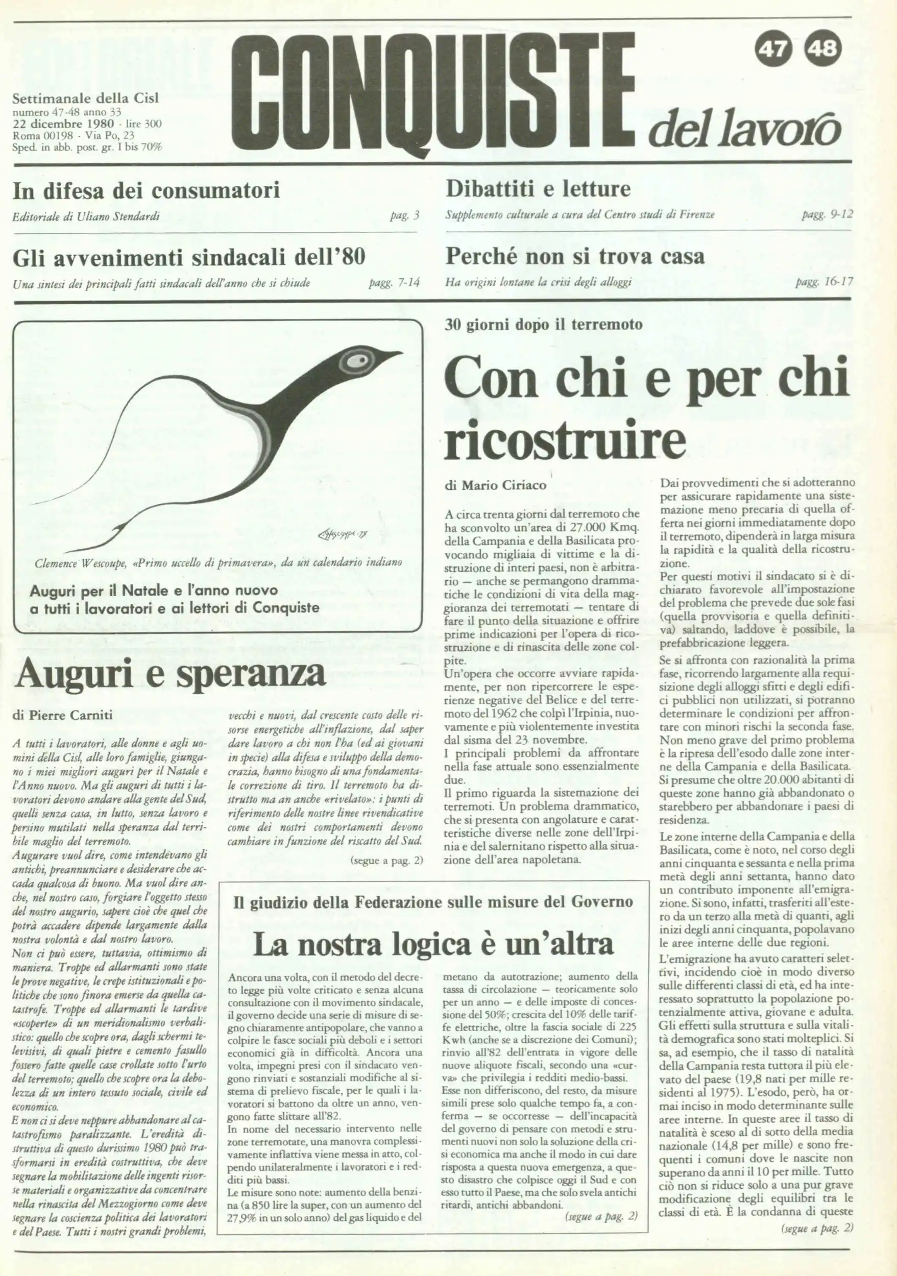 Conquiste del Lavoro del 22/12/1980 N. 47-48 Anno 33