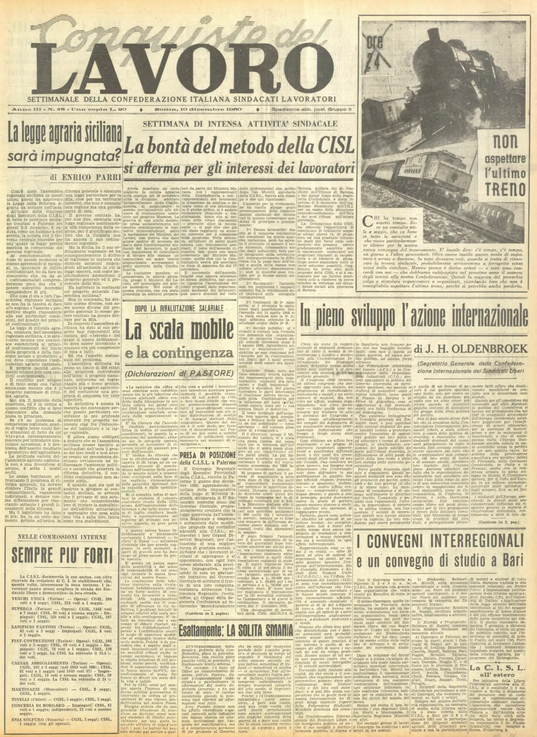 Conquiste del Lavoro del 10/12/1950 N. 48 Anno 3