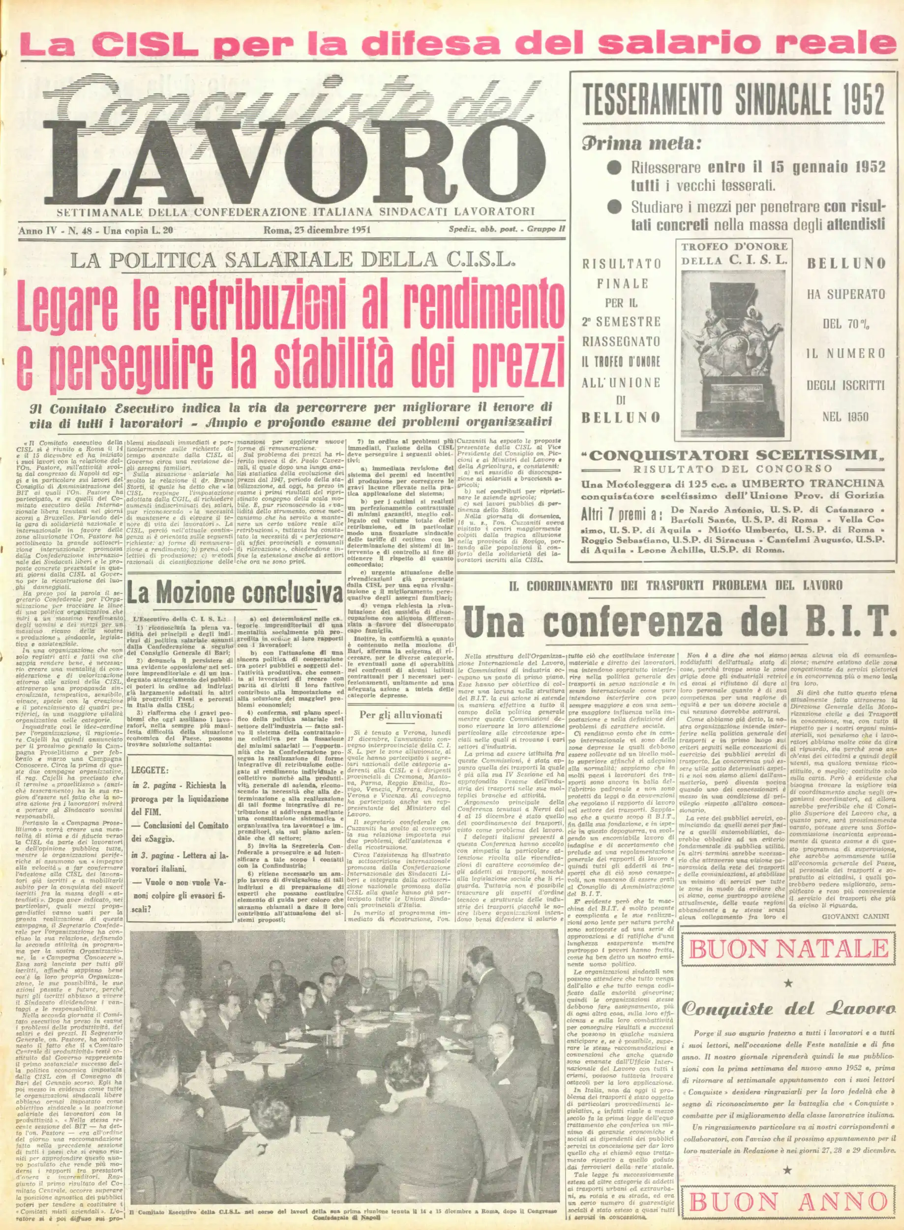 Conquiste del Lavoro del 23/12/1951 N. 48 Anno 4