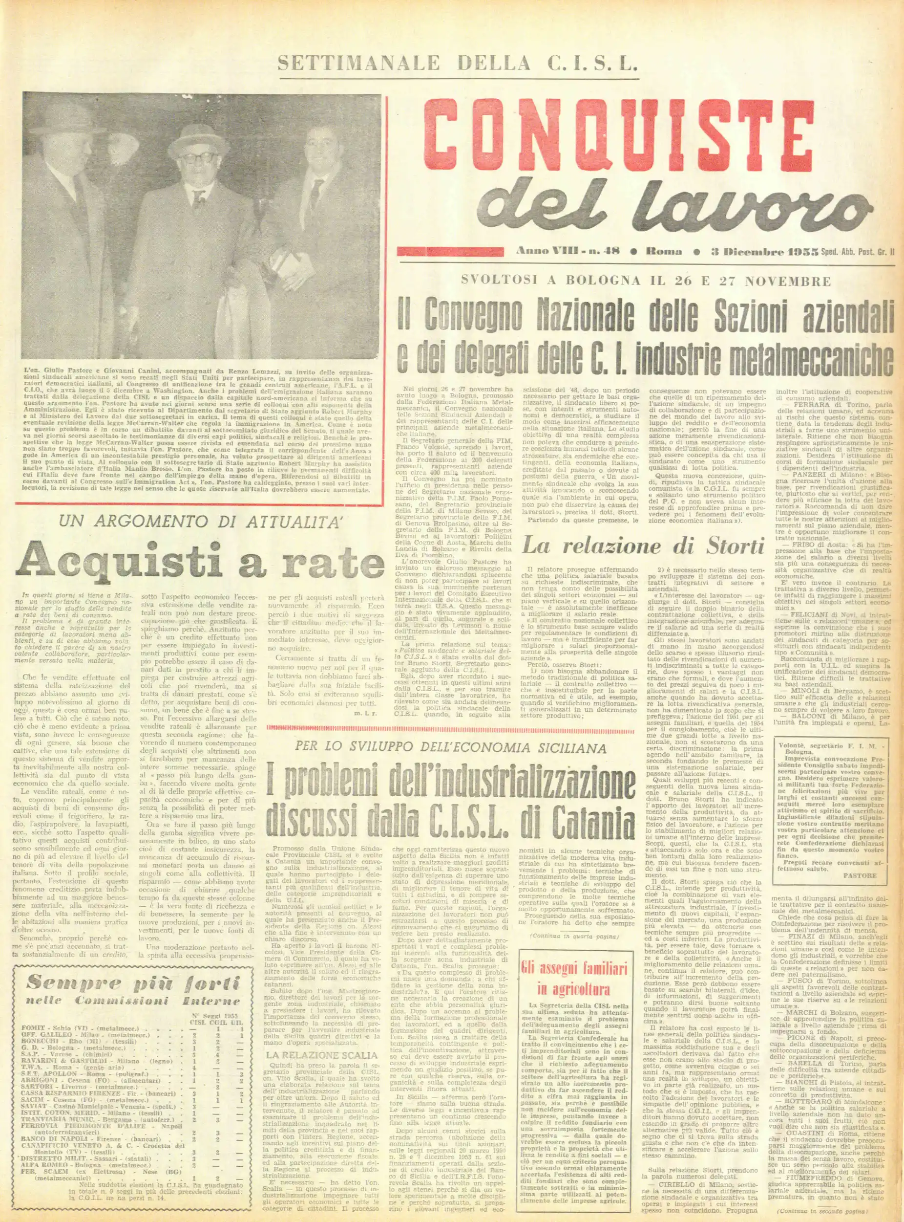 Conquiste del Lavoro del 03/12/1955 N. 48 Anno 8