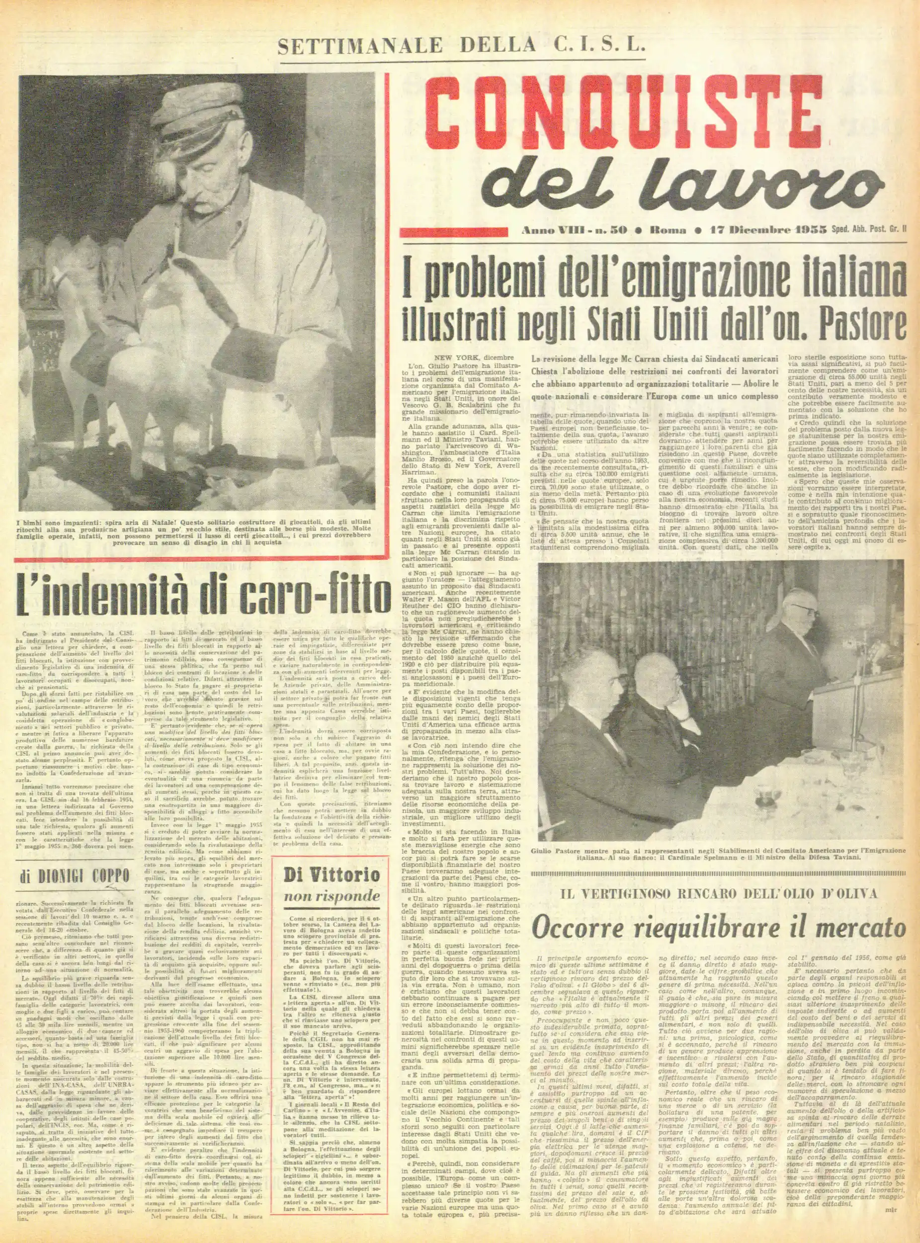 Conquiste del Lavoro del 17/12/1955 N. 50 Anno 8