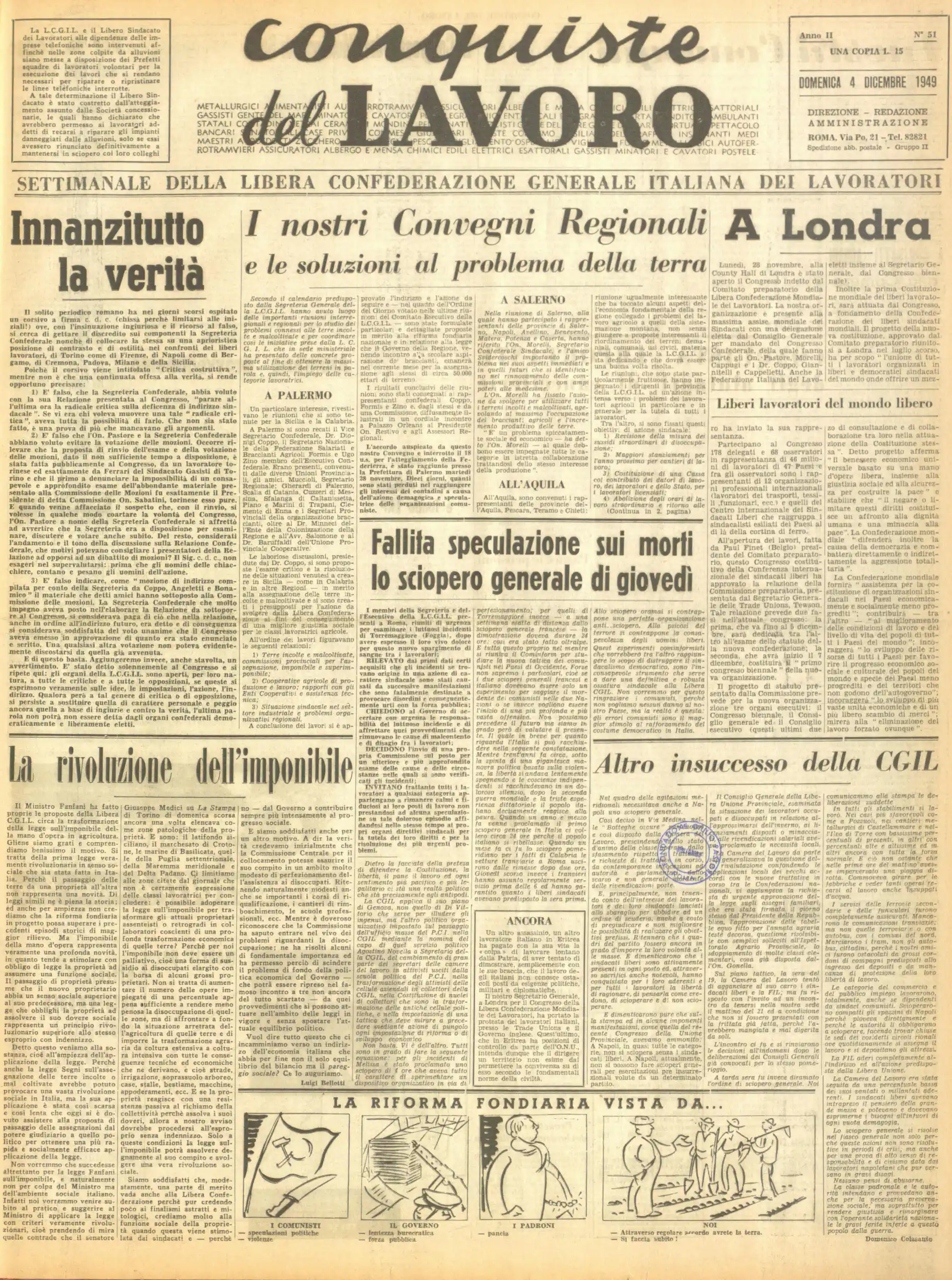 Conquiste del Lavoro del 04/12/1949 N. 51 Anno 2